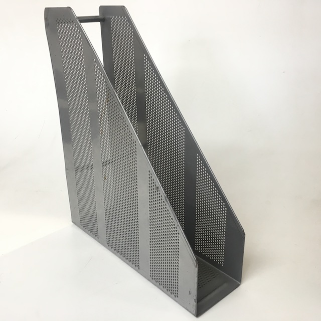 FILE HOLDER, Silver Grey Perforated Metal